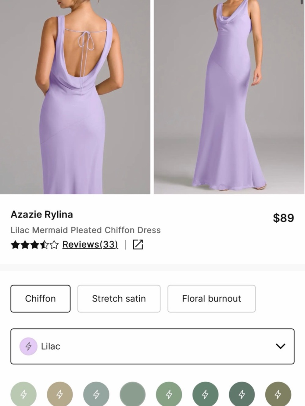 Azazie Lilac Backless Cowl Mermaid Dress